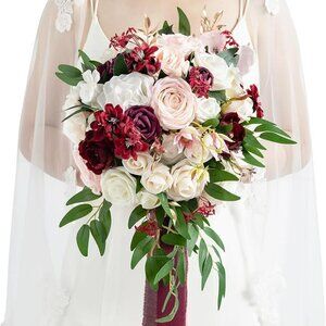 Ling's Moment 13" Bridal Bouquet in Romantic Marsala